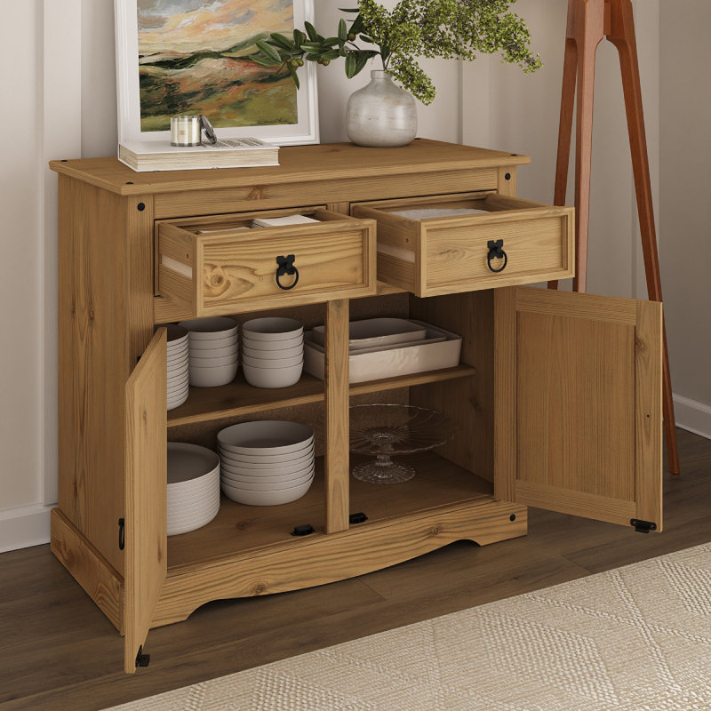 Gracie Oaks Childers 36 Wide 2 Drawer Pine Wood Server Reviews Wayfair